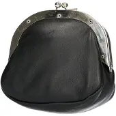 LEATHER DESIGN Leren Beursje L Zwart