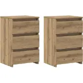 vidaXL Nachtkastjes 2 st 40x35x62,5 cm bewerkt hout artisanaal eiken