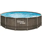 Summer Waves zwembad elite frame 427 x 107 cm dark double rattan + filterpomp