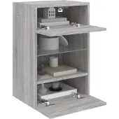 vidaXL Wandkasten met LED-verlichting voor tv 2 st 40x30x60,5 cm grijs sonoma eiken