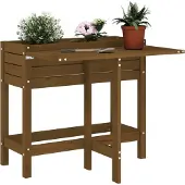 vidaXL Plantenbak met inklapbaar tafelblad grenenhout honingbruin