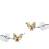 Karma Oorbellen Zirconia Double Champagn Leaves | Zilver