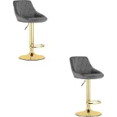 Leobert KAST kruk - grijs fluweel / gouden voet x 2