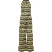 Comma Jumpsuit crème / groen / zwart / wit