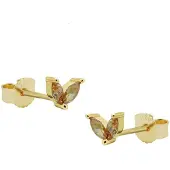 Karma Oorbellen Zirconia Double Champagn Leaves | Goud