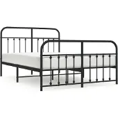 vidaXL Bedframe met hoofd- en voeteneinde metaal zwart 135x190 cm
