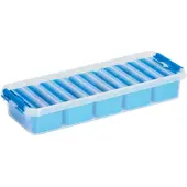 Sunware Opbergbox Q-line 2,5l + 7 Inzetbakjes Blauw 390x140x65mm