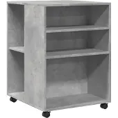 vidaXL Bijzettafel met wieltjes 55x60x78 cm bewerkt hout betongrijs