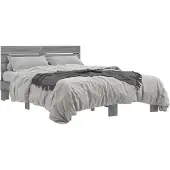 vidaXL Bedframe bewerkt hout metaal grijs sonoma eiken 120x200 cm