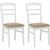 vidaXL Eetkamerstoel 2 st Massief Rubberhout Wit en Bruin
