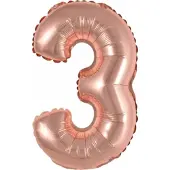 Amscan Folieballon Cijfer '3' 35 Cm Roségoud