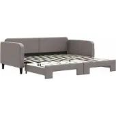 vidaXL Slaapbank met onderschuifbed 100x200 cm stof taupe