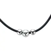 Behave Ketting Dames – Zwart Rubber Ketting met Kristal – Magneetsluiting – Minimalistisch & Elegant – Nikkelvrij – 44 cm