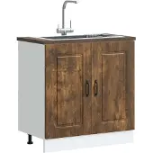 vidaXL Spoelbakonderkast Kalmar 80x46x81,5cm bewerkt hout gerookteiken