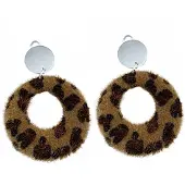 Charme Bijoux clip oorbellen- Panter look-geen gaatje- bruin-