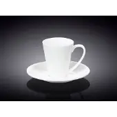 Wilmax England Porseleinen Koffiekopjes met Schotels, Set van 2, 110ml