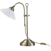 LINDBY Otis tafellamp, antiek messing, glas, 60 cm, E14, Hal, metaal, Antiek, Tafellamp