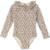 Salted Stories Meisjes Zwemkleding Sparkly Flower Bodysuit - Creme - Maat 122/128