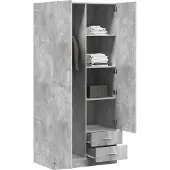 vidaXL Kledingkast 80x52x180 cm bewerkt hout betongrijs