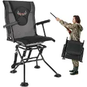 Vevor Opvouwbare stoel Kampeerstoel Visstoel met armleuningen &amp; Verstelbare draagriem &amp; Stalen frame Opvouwbare stoel Tuinstoel (draagvermogen 136 kg) 360° Stil draaibaar