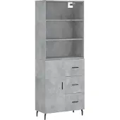 vidaXL Hoge kast 69,5x34x180 cm bewerkt hout betongrijs
