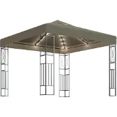 Syfax Prieel met LED-lichtslinger 3x3 m stof taupe