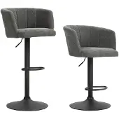HOMCOM -Barhocker-Polyester, Schaumstoff-59L x 53B x 89-110H cm-Dunkelgrau