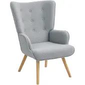 HOMCOM -Accentstoel-71x74x96cm-Toulette stof (100% polyester)-Grijs