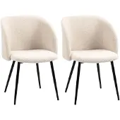 HOMCOM -Eetkamerstoel-Polyester-55x62x80cm-Beige