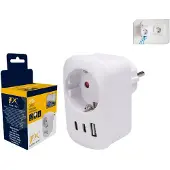 24hShop Verloopstekker | (Vierweg, 16 A, USB A, USB C, Wit)