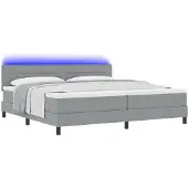 vidaXL Boxspring bed met hoofdeinde Lichtgrijs 200 x 200 cm Stof