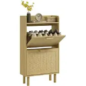HOMCOM Klapbare schoenenkast - Spaanplaat - 80x24,5x110cm - Eiken