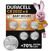 Duracell 2032 Lithium Button Cell Batteries - 3V, CR2032 - Pack of 6