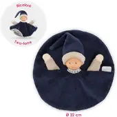 Corolle knuffeldoek - Marineblauw babydoekje 17cm - zacht speelgoed.