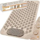 Ruhhy Anti-Slip Bad- & Douchemat – Beige – Massagefunctie, Zuignappen, Waterdicht, Snel Droog, 36 × 69 cm