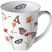 Ambiente Mok Butterfly Garden 400ml Wit wit Porselein Beker