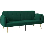 HOMCOM -Slaapbank-Fluwelen (100% polyester)-180x74x79,5cm-Donkergroen