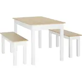 HOMCOM -Eettafelset-Spaanplaat-119x70x75cm-Eiken