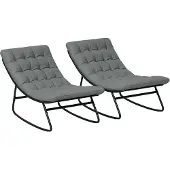 Outsunny -Schommelstoelset-Polyester-64x101x71cm-Donkergrijs