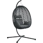 vidaXL Hangende ei-stoel Antraciet en zwart 104 x 100 x 191 cm