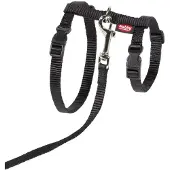 Nobby Kattentuig Met Lijn Groot - Klik Sluiting - Zwart - 1,3 x 34 - 57 cm + 120 cm