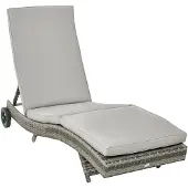 Outsunny -Enkele rotan ligstoel (eenvoudig)-Hars-207x70x70cm-Grijs