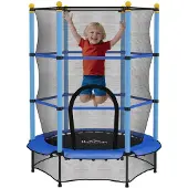 HOMCOM Kinder trampoline - Staal - 140x140x190cm - Blauw