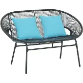 Outsunny Rattan Loungestoel - Staal - 132x72x83cm - Zwart