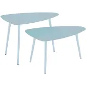 Outsunny -Koffietafelset-Staal-65x45x45cm-Lichtblauw