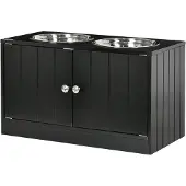 PawHut -Voerbak voor huisdieren-MDF-60x30x35,5cm-Zwart