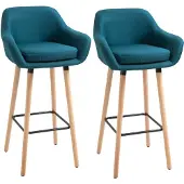 HOMCOM -Barkruk-Linnen-55x48x100cm-Blauw