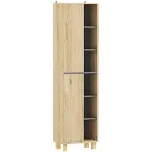 HOMCOM -Badkamerkast-MDF-40x24x148cm-Natuurlijk hout