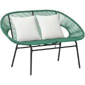 Outsunny -Rotan vrijetijdsstoel-Staal-132x72x83cm-Donkergroen