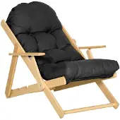 HOMCOM -Accentstoel-Rubberwood-71x89x96cm-Zwart